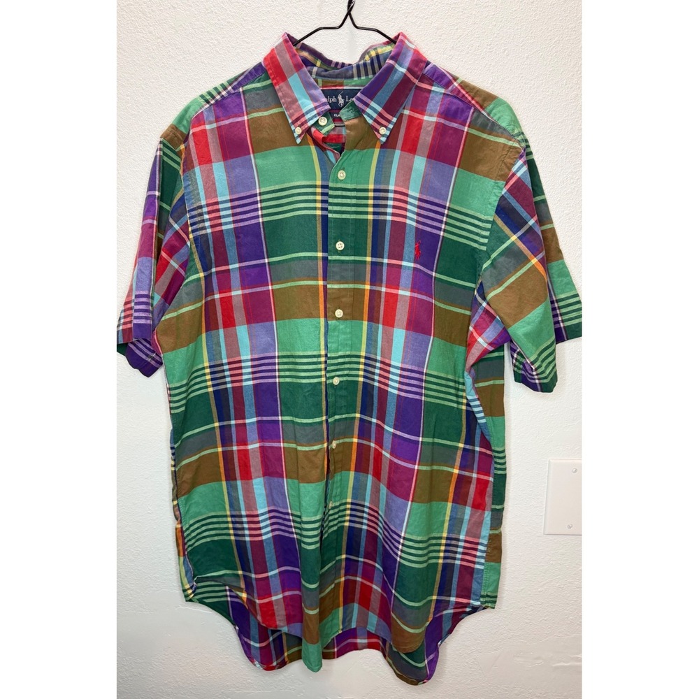 Ralph Lauren Button Down Mens L Multicolor Classic Fit Plaid Cotton